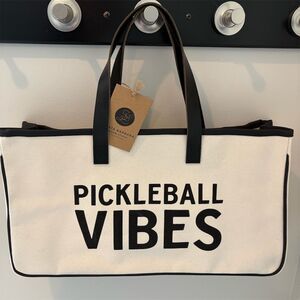Pickleball Vibes Canvas Tote Bag Black Unisex Everyday Sports Theme
